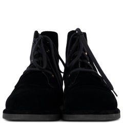 CHANEL black 2018 18A HAMBURG VELVET LACE-UP Ankle Boots Shoes 38.5