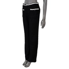 CHANEL black 2021 21C CAPRI LURX TWEED Pants 38 S