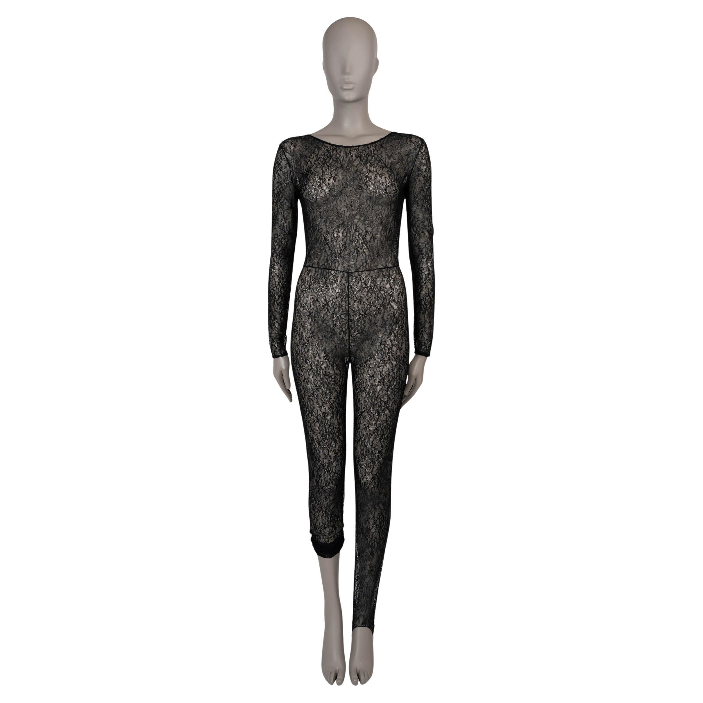CHANEL black 20A 31 RUE CAMBON FLORAL LACE Jumpsuit XS For Sale