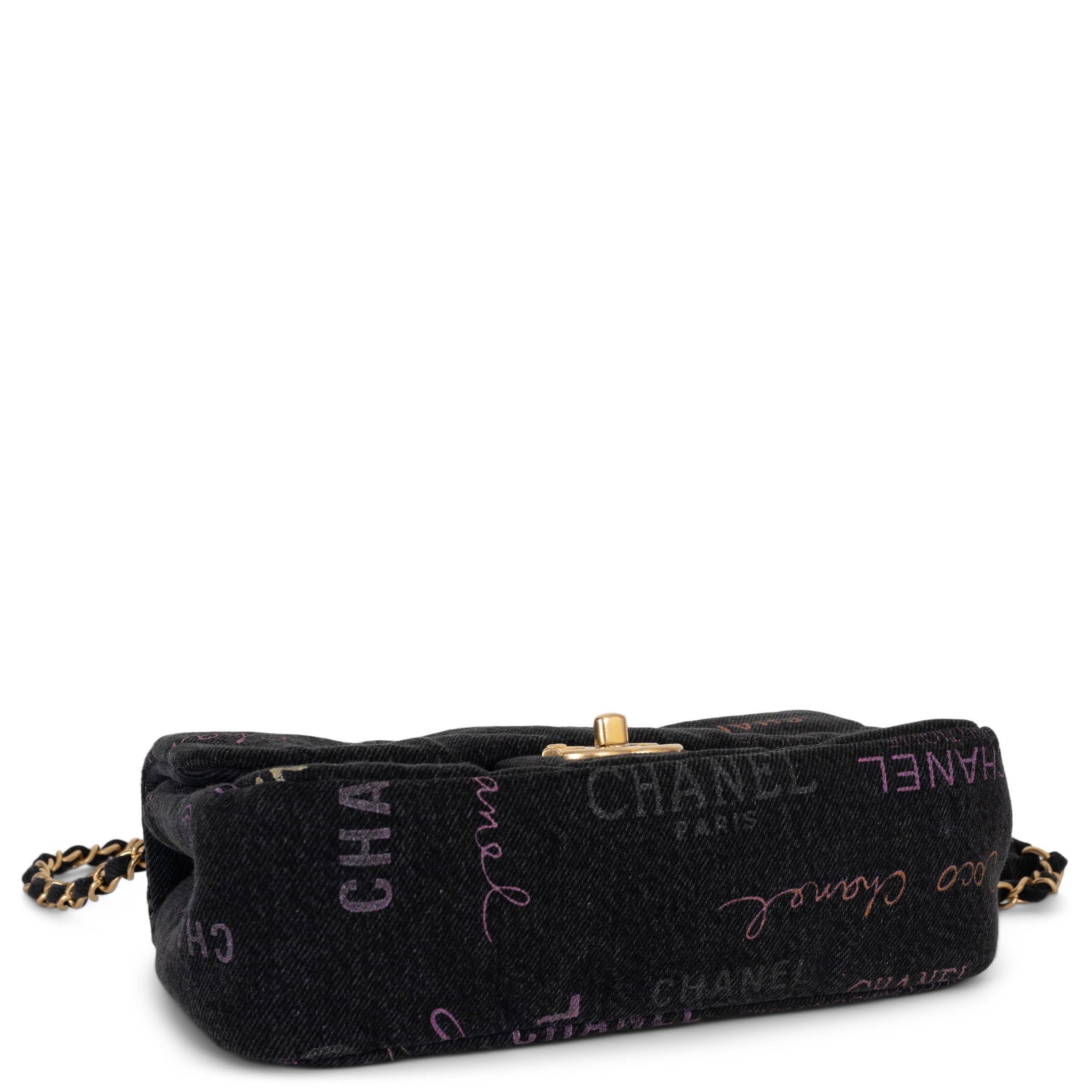 Women's CHANEL black 22P LOGO DENIM MOOD SMALL FLAP Shoulder Bag For Sale