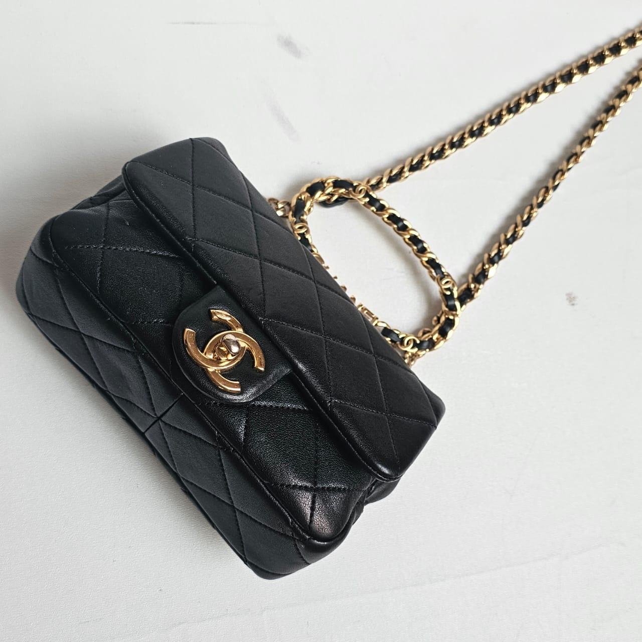 Chanel Black 23C Round Top Handle Mini Crossbody Flap Bag 6