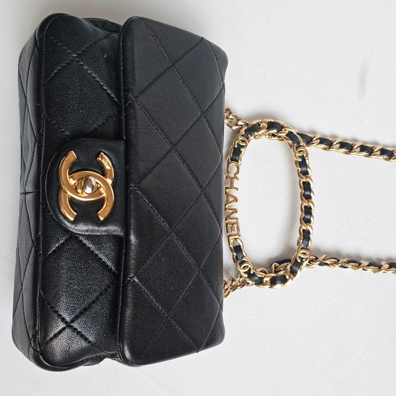 Chanel Black 23C Round Top Handle Mini Crossbody Flap Bag For Sale 10