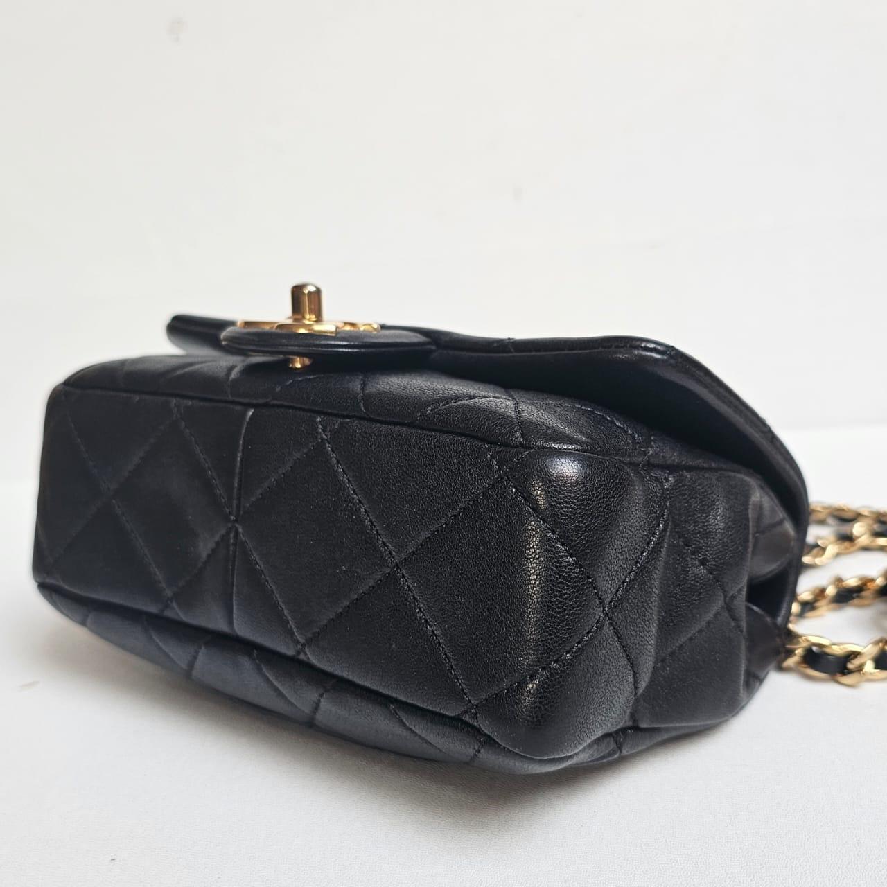 Chanel Black 23C Round Top Handle Mini Crossbody Flap Bag For Sale 14