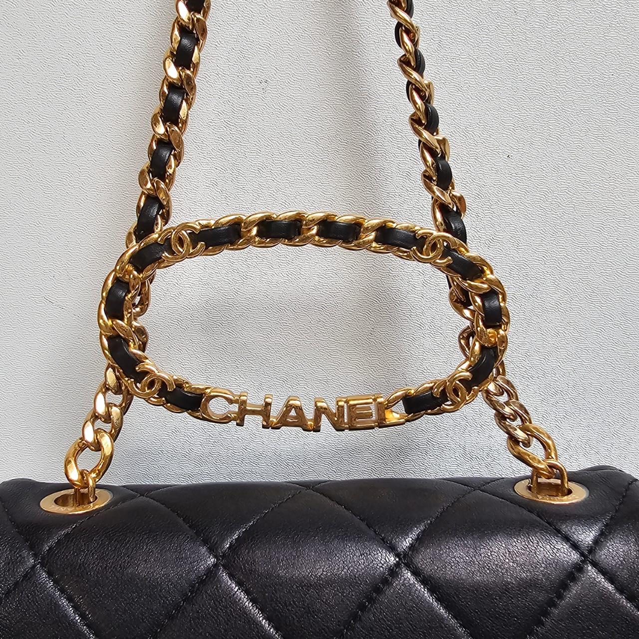 Chanel Black 23C Round Top Handle Mini Crossbody Flap Bag For Sale 15