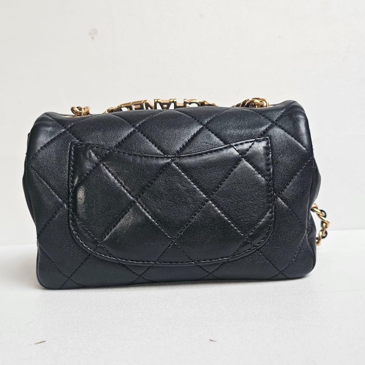 Chanel Black 23C Round Top Handle Mini Crossbody Flap Bag For Sale 16