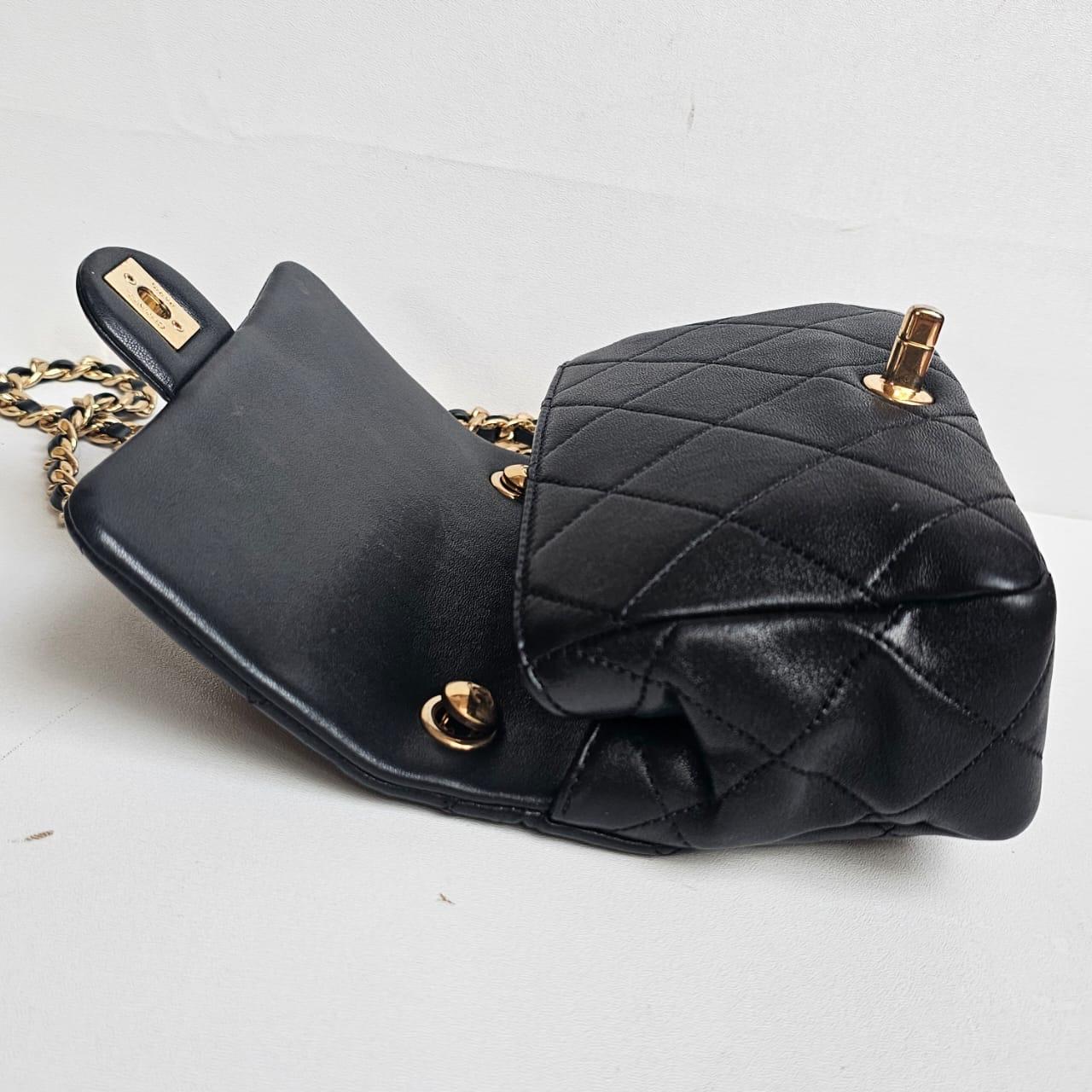 Chanel Black 23C Round Top Handle Mini Crossbody Flap Bag In Good Condition In Jakarta, Daerah Khusus Ibukota Jakarta