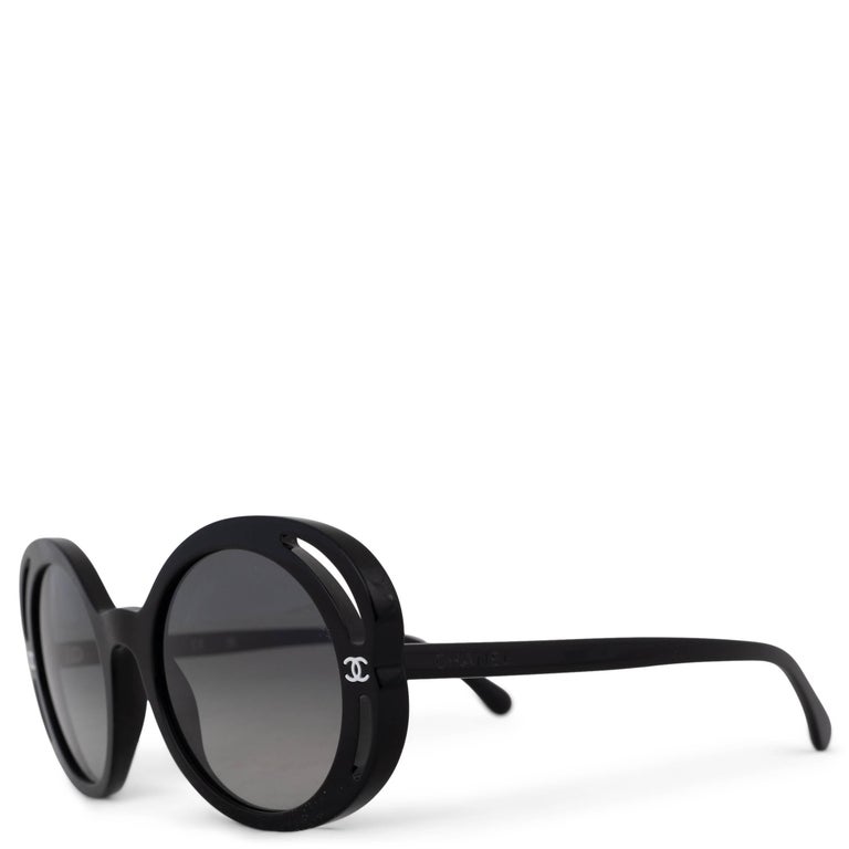 CHANEL black 23K BOLD CAMELLIA Sunglasses 71572 at 1stDibs display picture 1