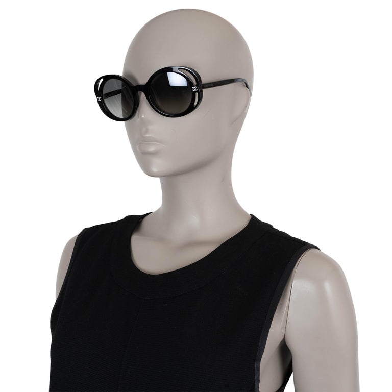 CHANEL black 23K BOLD CAMELLIA Sunglasses 71572 at 1stDibs display picture 3