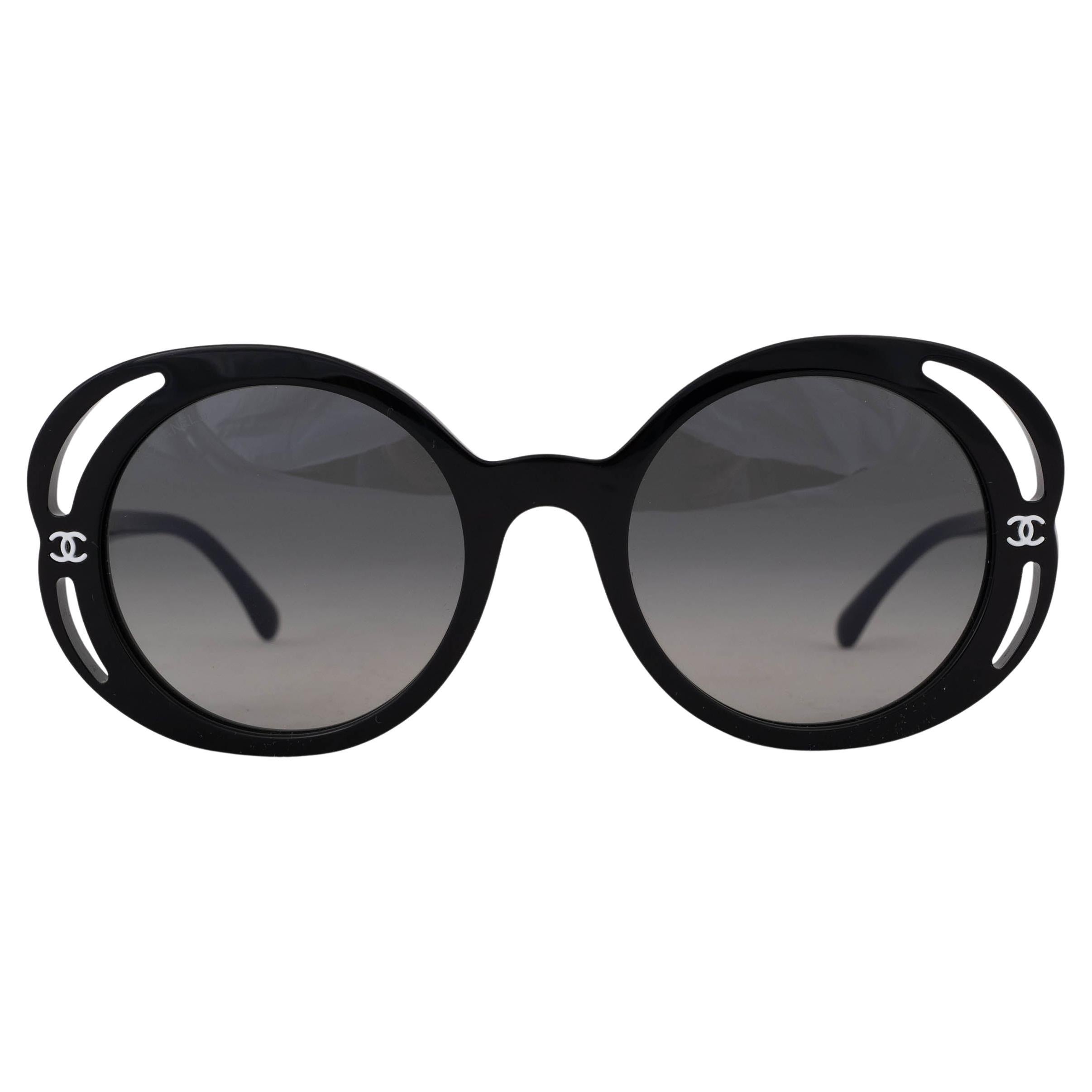 CHANEL black 23K BOLD CAMELLIA Sunglasses 71572