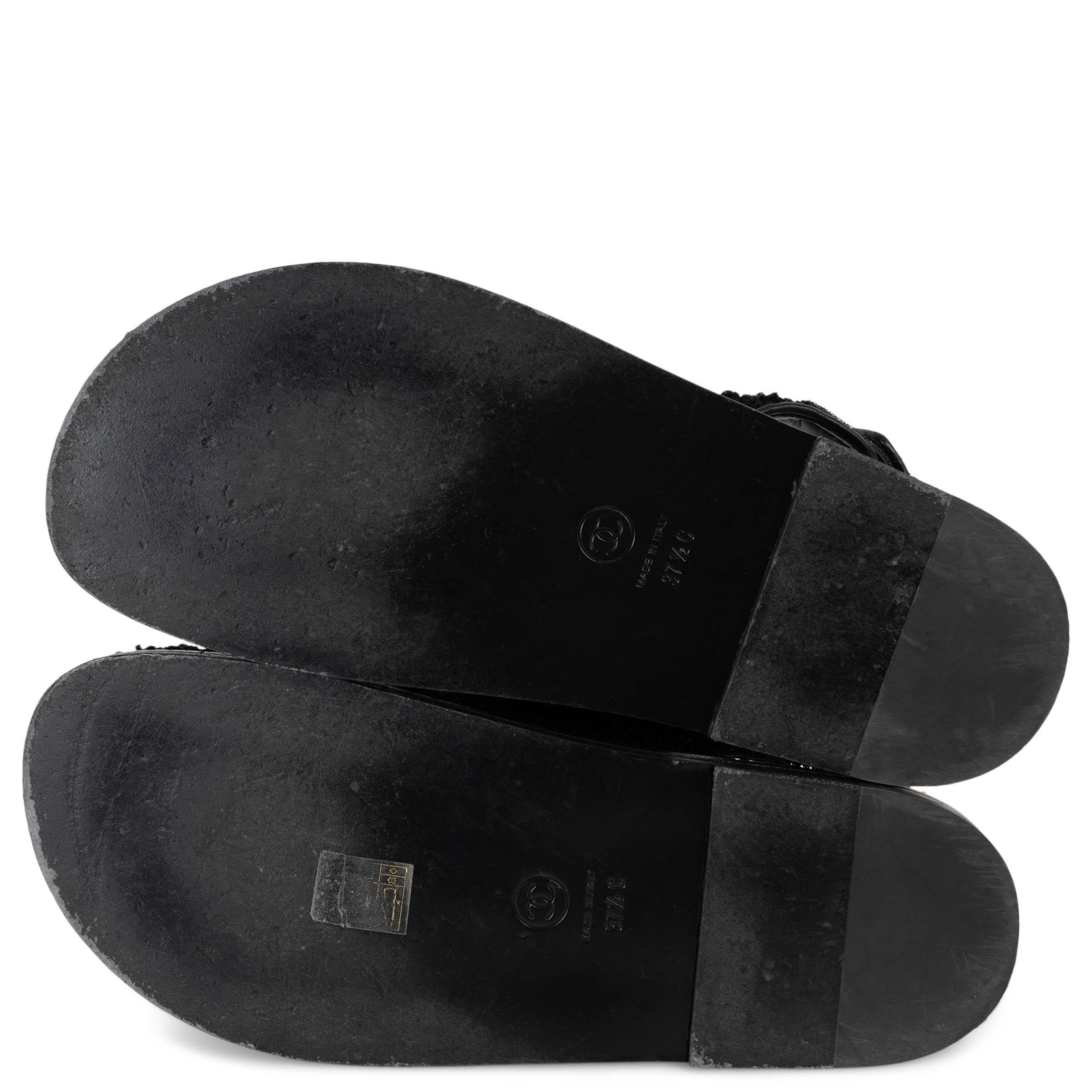 CHANEL black 23S GLITTER TWEED DAD SLIDE Sandals Shoes 37.5 For Sale 4