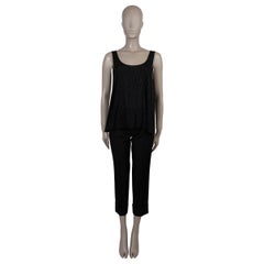 CHANEL black 24C LOS ANGELES EMBROIDERED STRETCH TULLE Tank Shirt 38 S
