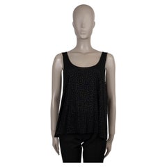 CHANEL black 24C LOS ANGELES EMBROIDERED STRETCH TULLE Tank Shirt 38 S