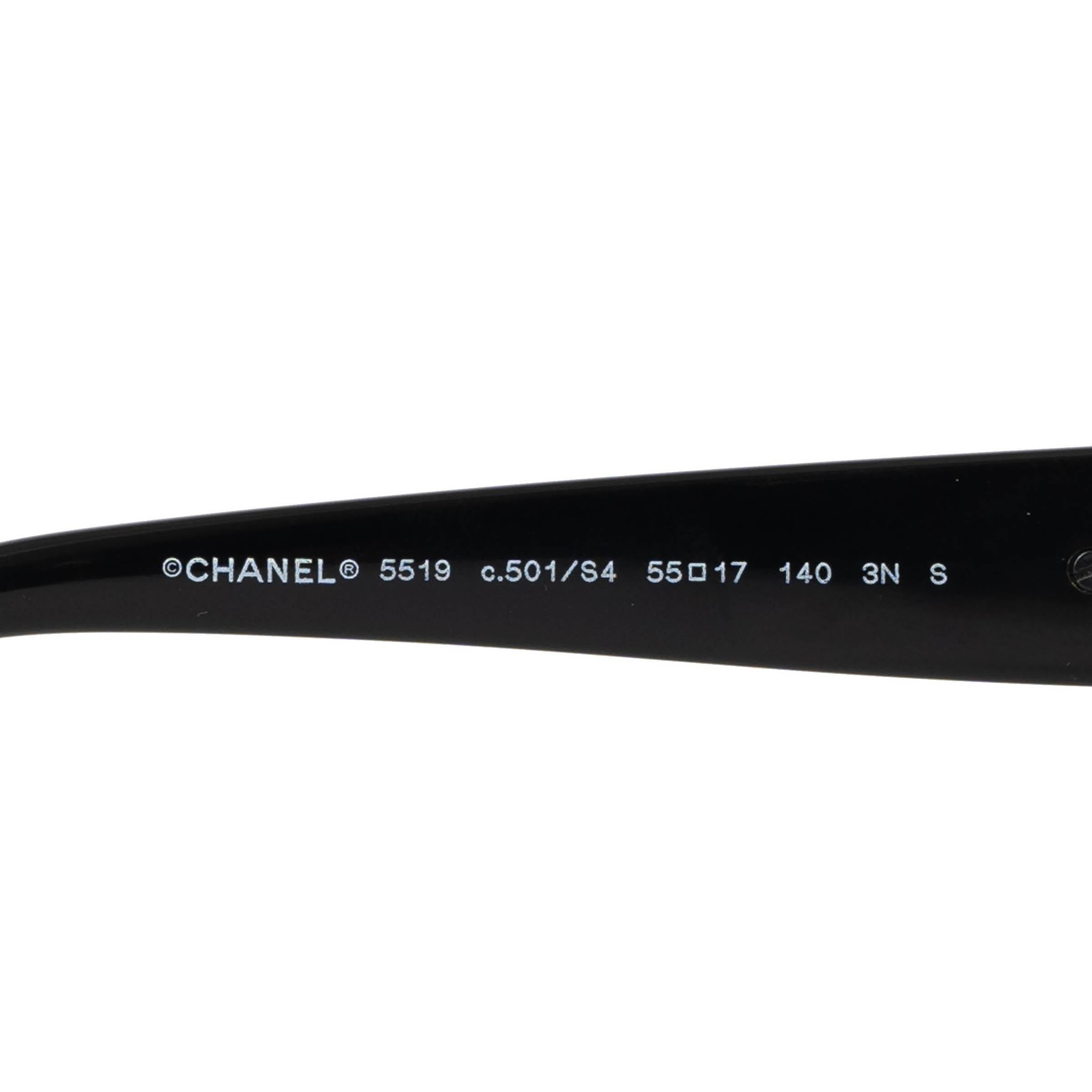 Women's CHANEL black 24P HEART DETAIL SQUARE Sunglasses 5519