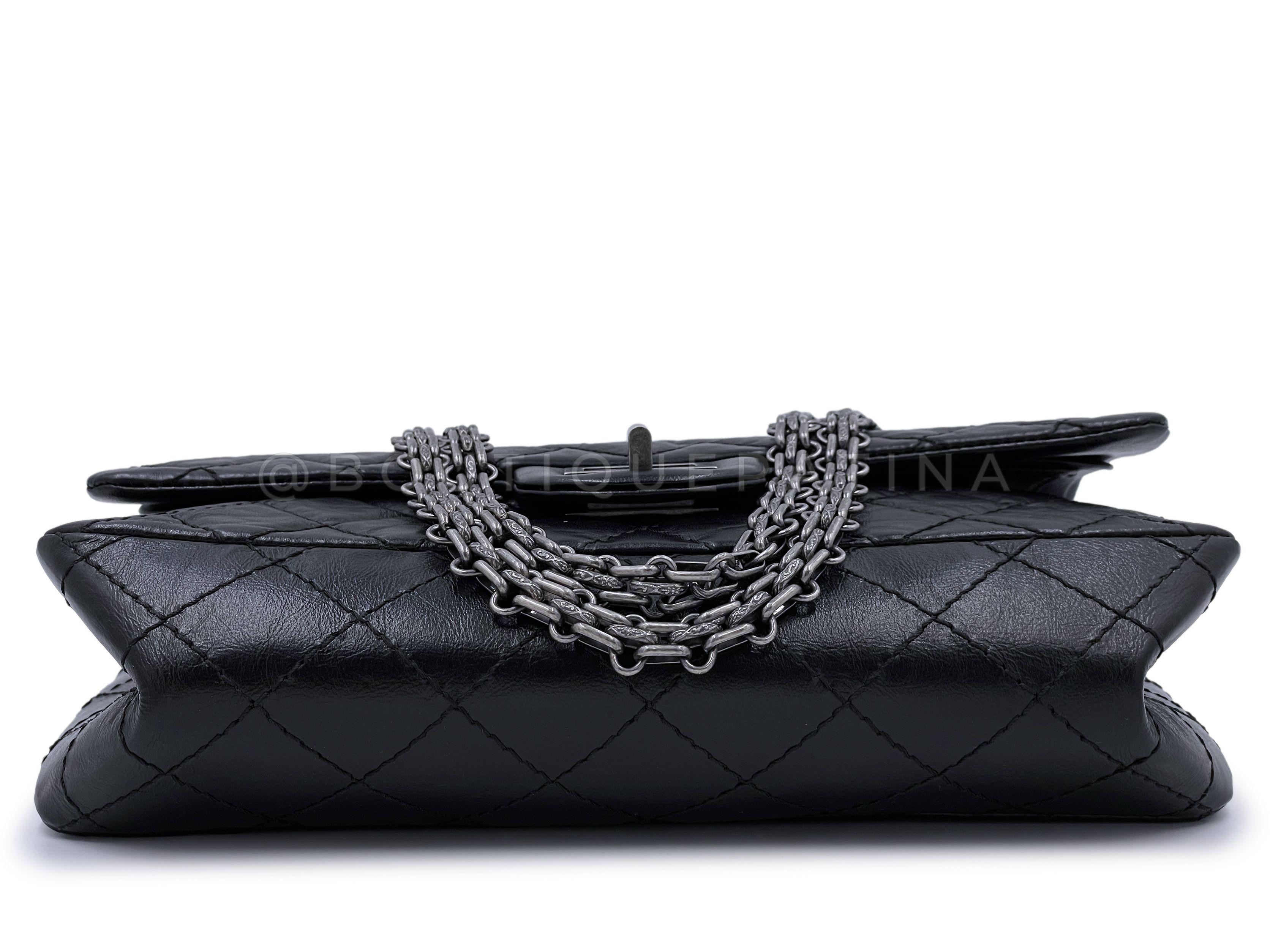 Chanel Black 2.55 Reissue Classic Double Flap Bag RHW 225 66892 For Sale 3
