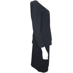 Chanel Black 2PC Top w/ 2 Breasted Pockets & Skirt Circa 1990s