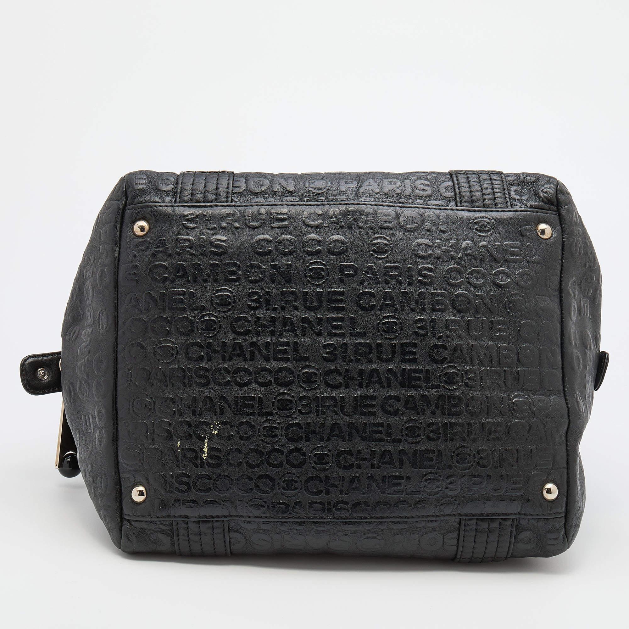 Chanel Black 31 Rue Cambon Embossed Leather Satchel In Fair Condition In Dubai, Al Qouz 2