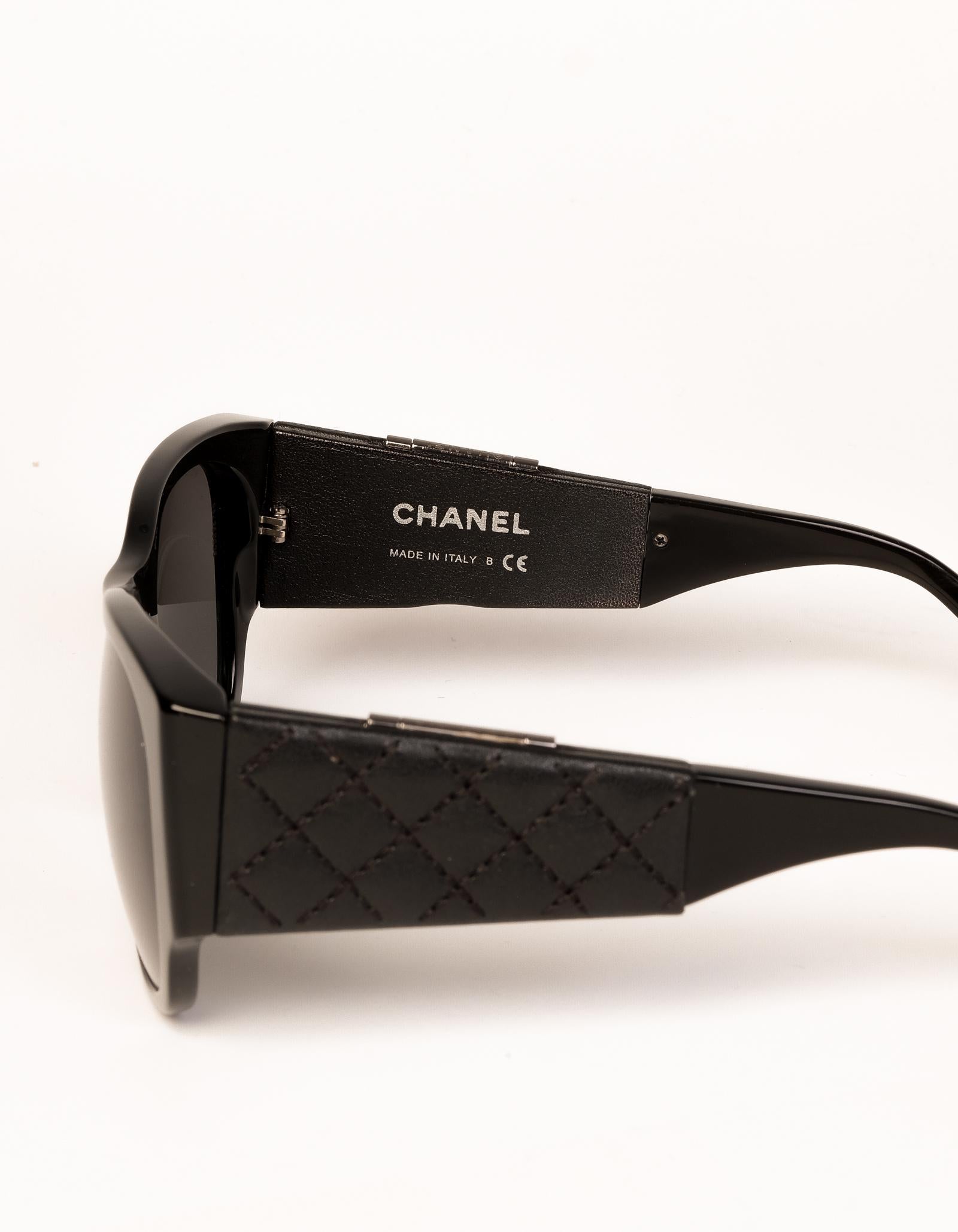 chanel sunglasses leather sides