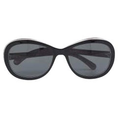Chanel Black 5219 Tweed Detail CC Oval Sunglasses