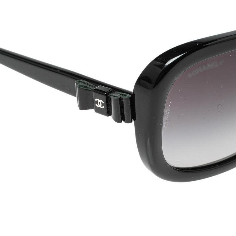 Chanel Black 5280-Q Bow Square Gradient Sunglasses at 1stDibs
