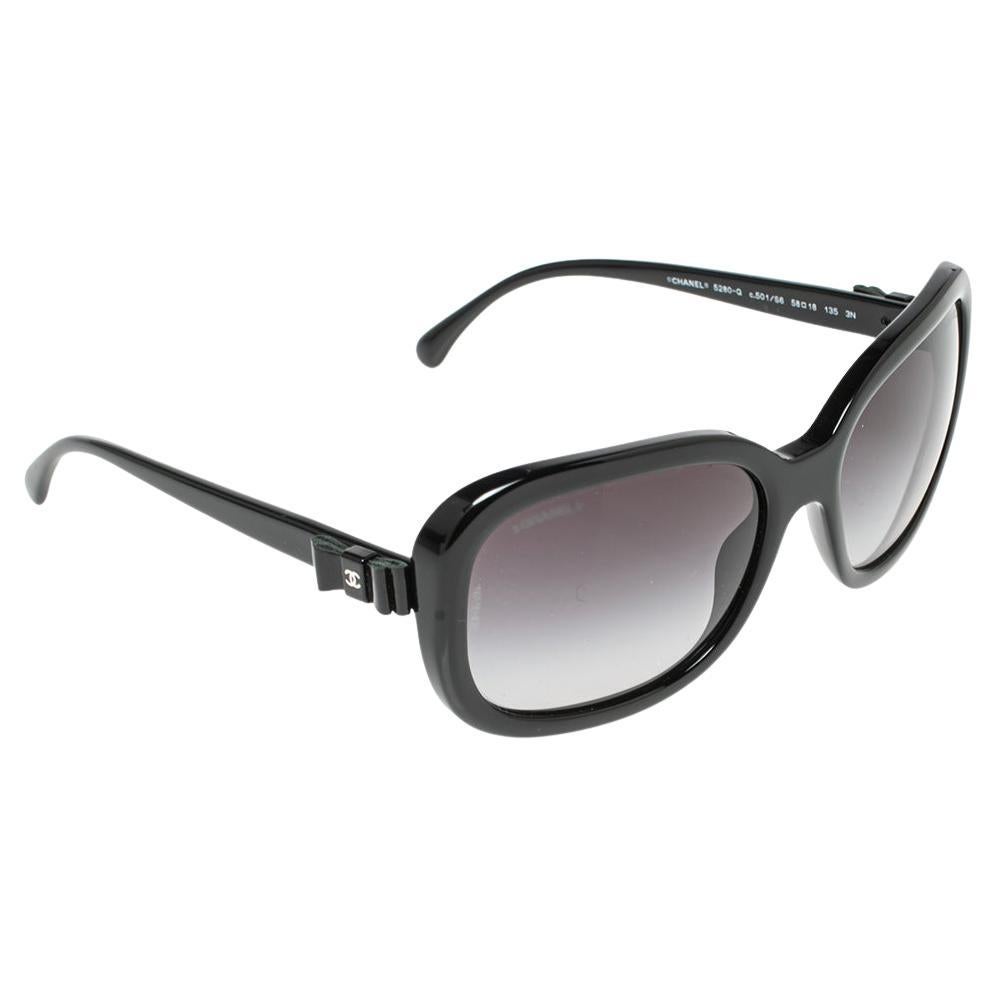 CHANEL Black Sunglasses with White Bow 5171-US
