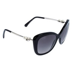 Chanel Black 5339-H Pearl Oversize Sunglasses