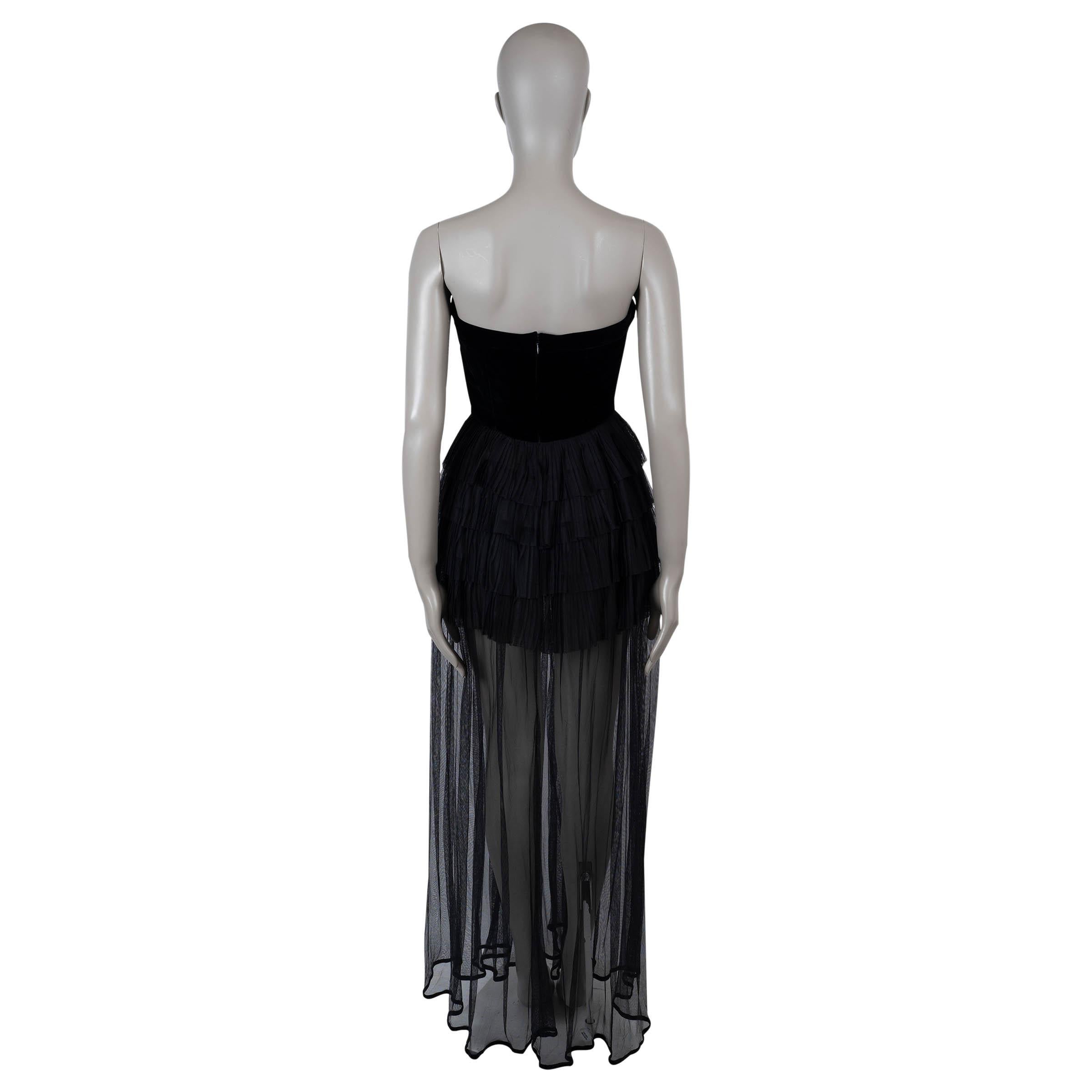 CHANEL negro 91A TIERED VELVET & CHIFFON GOWN Vestido 38 S Negro en venta