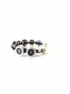 Chanel Black 96p Clover Cc Charm Cuff Chain 232011 Bracelet