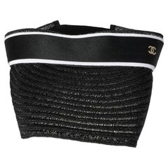 Visiera Chanel con nastro in cotone abaca nero