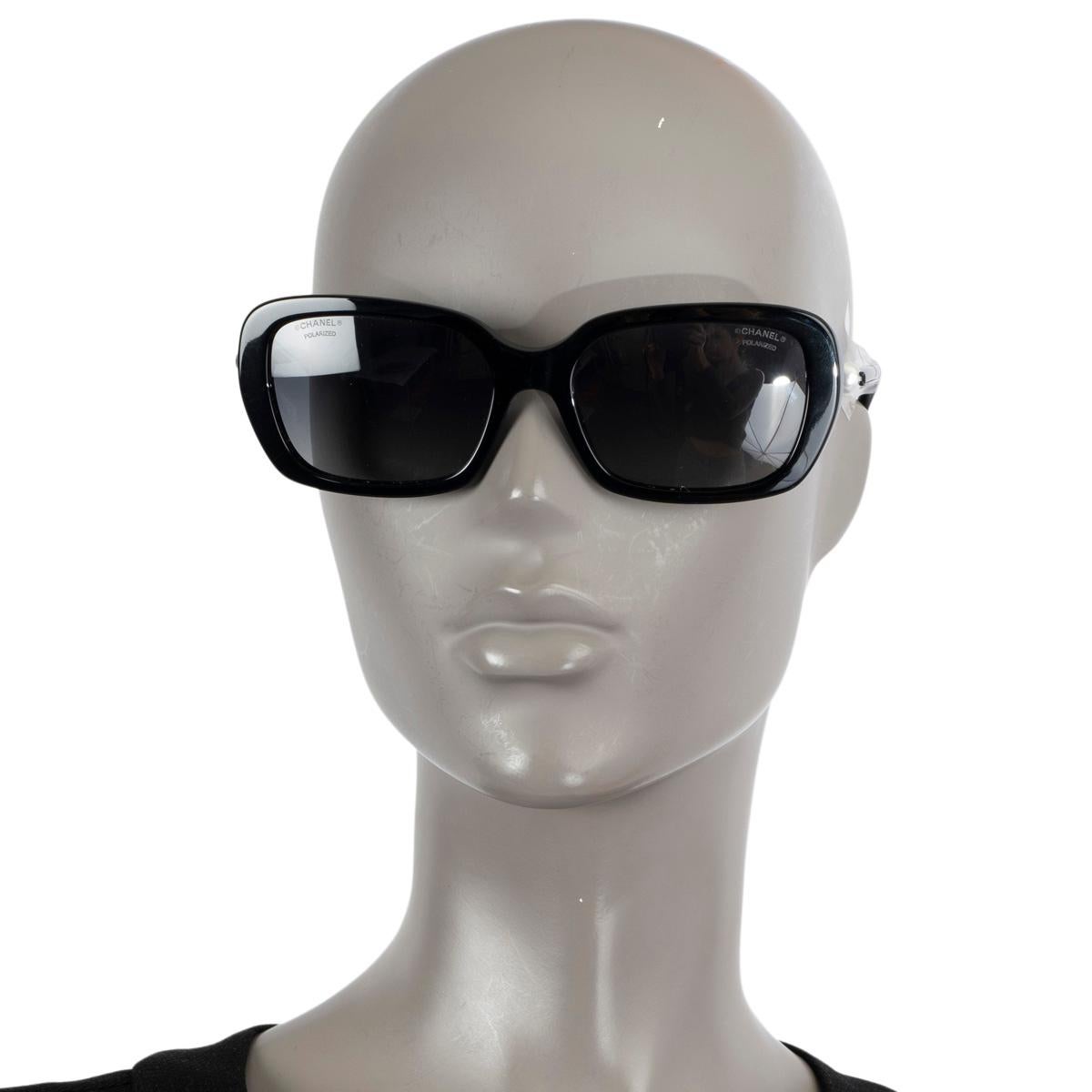 CHANEL black acetate 5427 PEARL EMBELLISHED Sunglasses  3