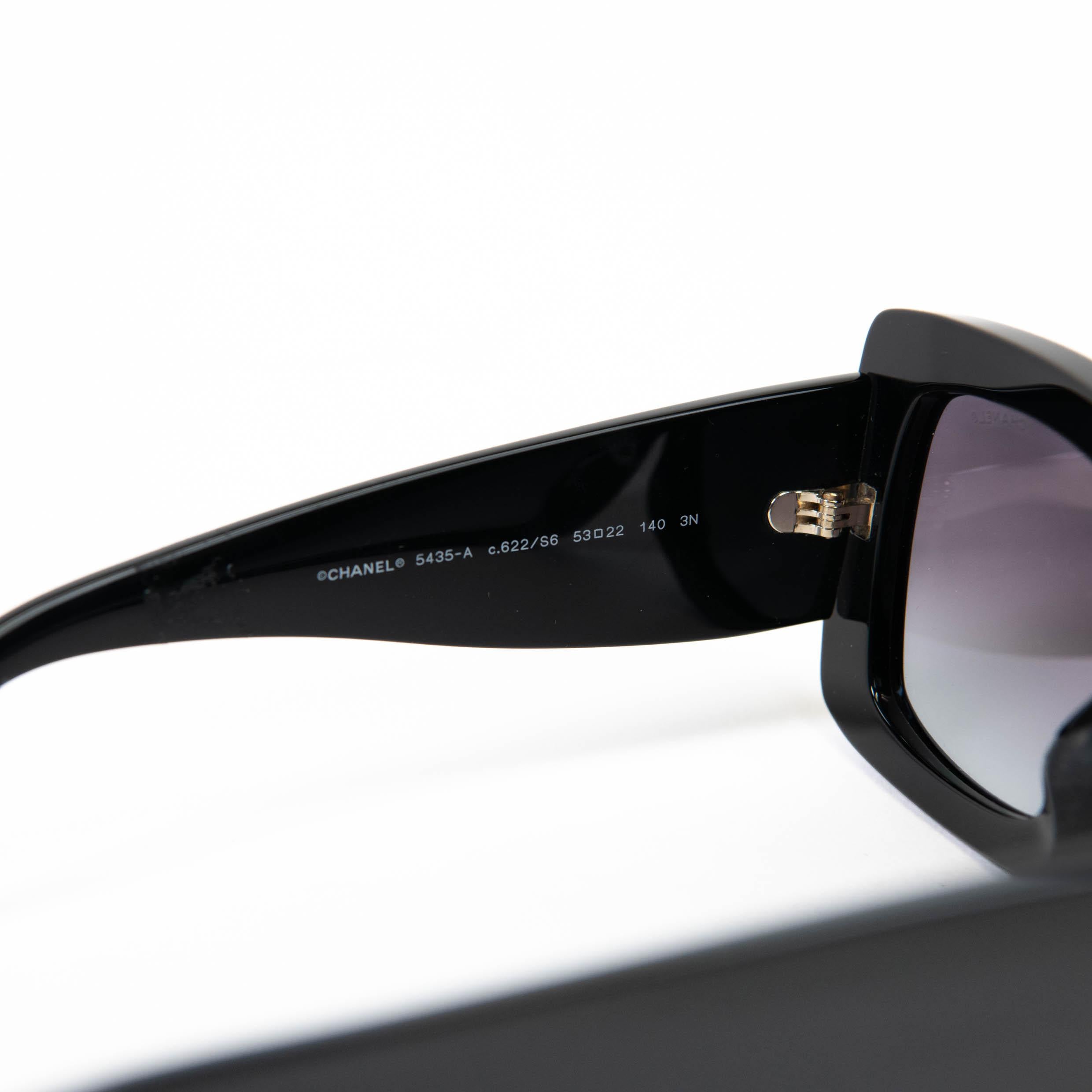 Chanel Black Acetate Rectangle Sunglasses 5435 2