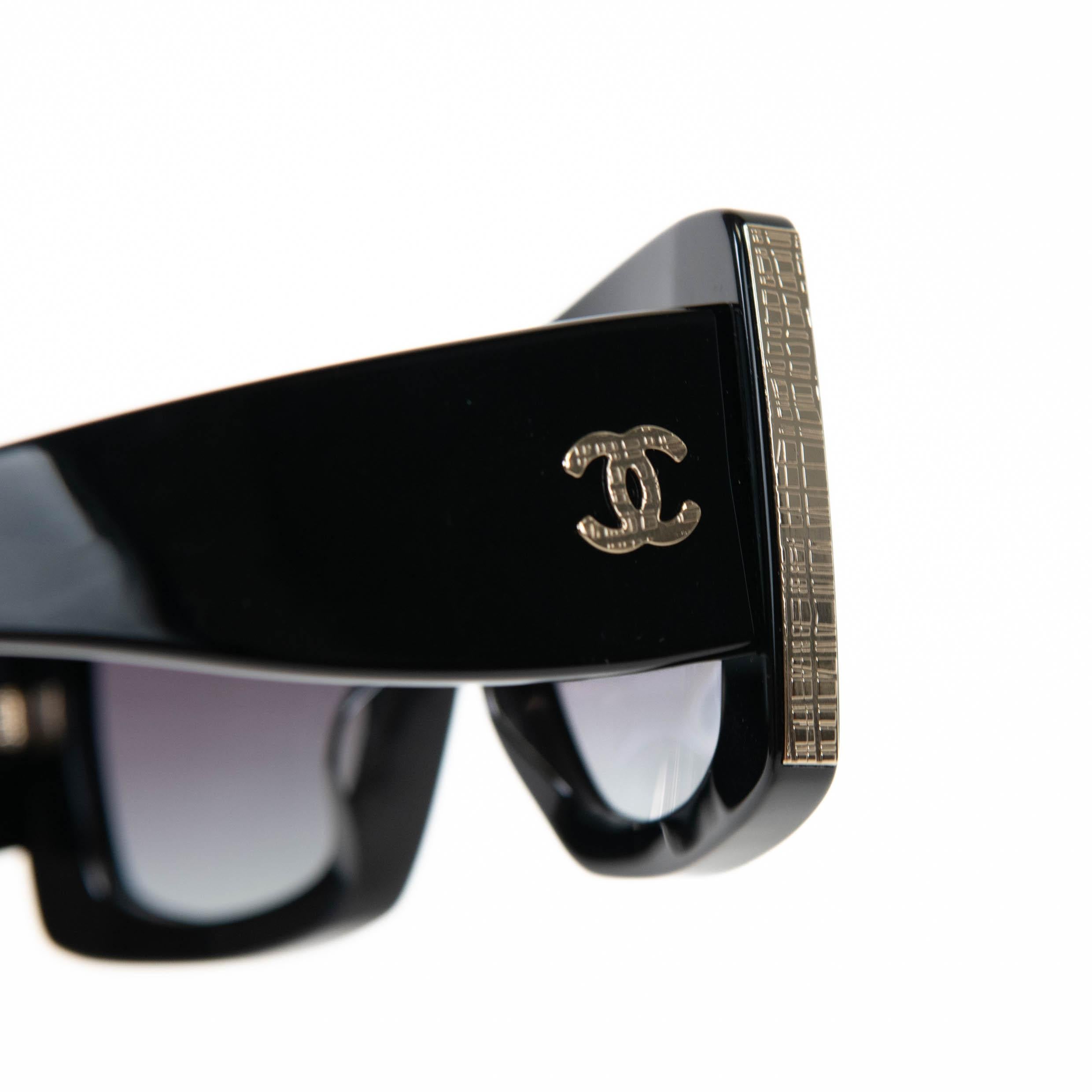Chanel Black Acetate Rectangle Sunglasses 5435 3