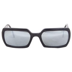 CHANEL black acetate SQUARE CC Sunglasses Mirrored Lens