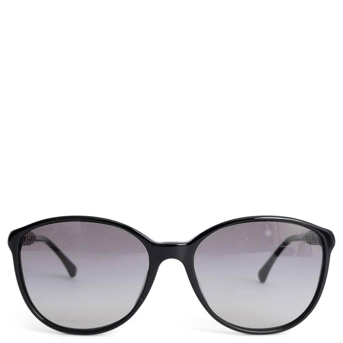 CHANEL black acetate STUDDED CAT-EYE Sunglasses 5207-A For Sale