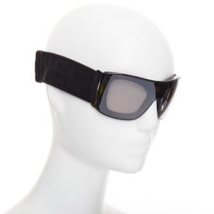 CHANEL black acetate technical shield ski goggles sunglasses