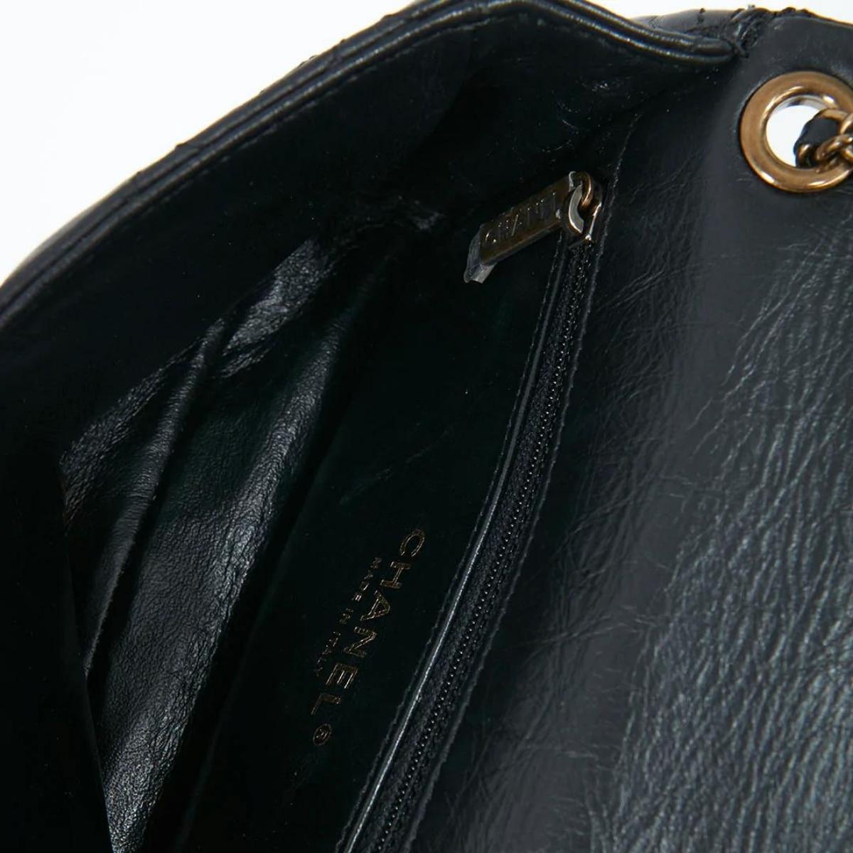 CHANEL Black Aged Calfskin Coin Medallion Mini Flap Bag 2
