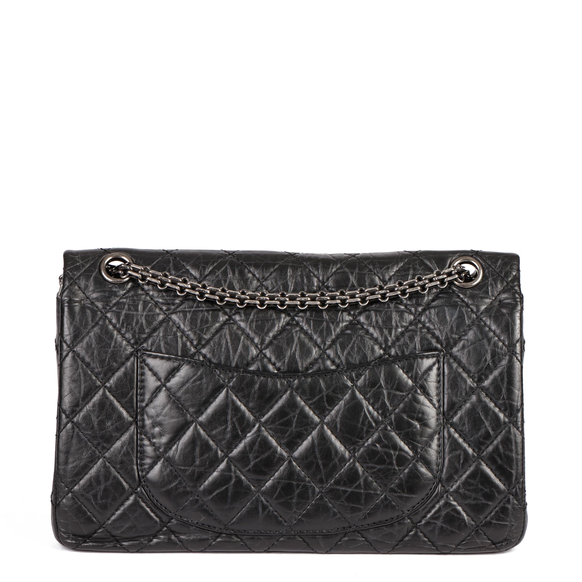 CHANEL Black Aged Calfskin Leather 226 2.55 Reissue Double Flap Bag 1
