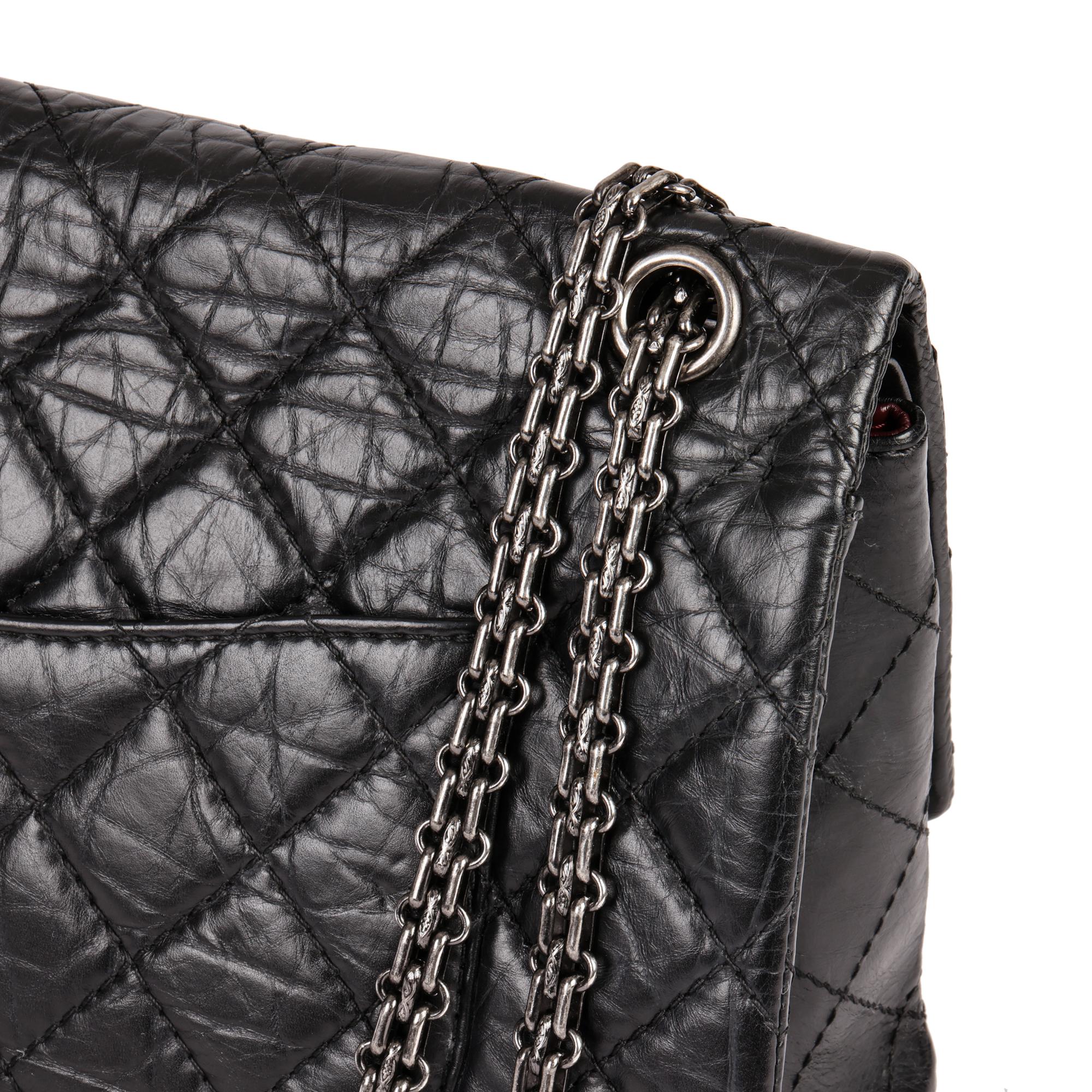 CHANEL Black Aged Calfskin Leather 226 2.55 Reissue Double Flap Bag 4