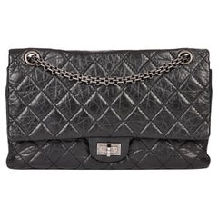 CHANEL Black Aged Calfskin Leather 226 2.55 Reissue Double Flap Bag