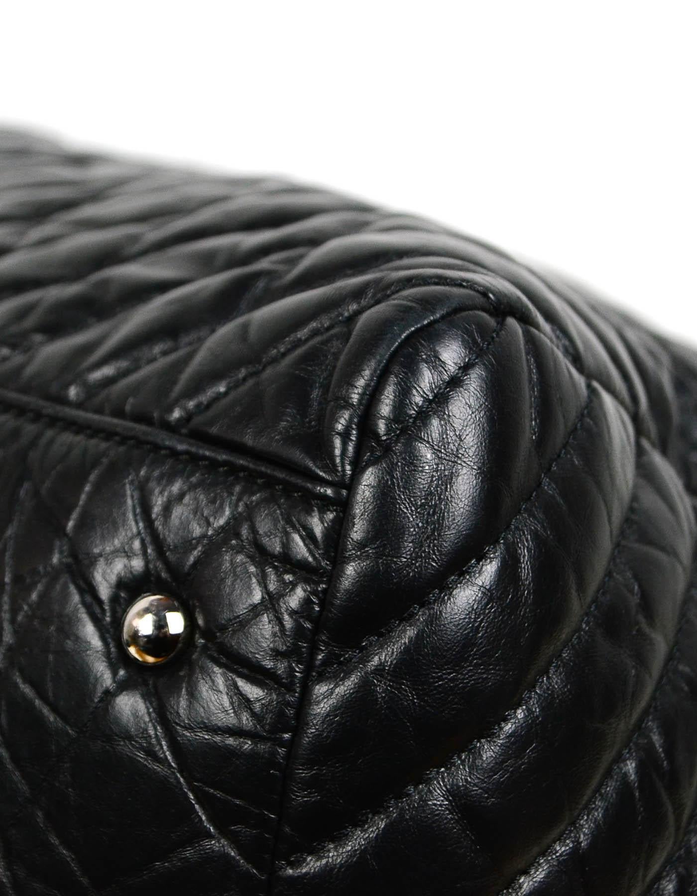 Chanel Black Aged Calfskin Leather Chevron Large Soft Bowling Bag rt. $4, 200 1