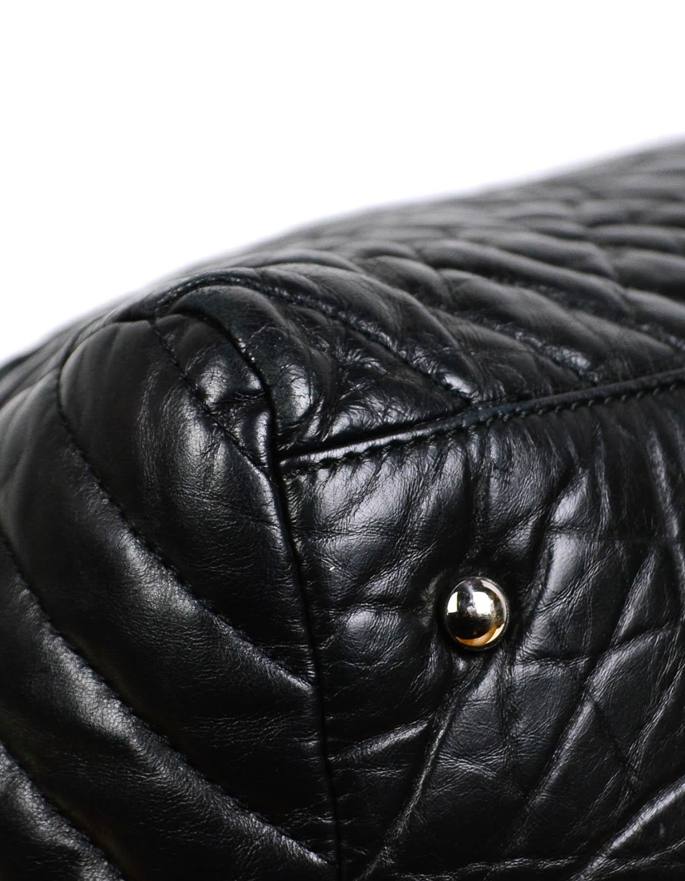 Chanel Black Aged Calfskin Leather Chevron Large Soft Bowling Bag rt. $4, 200 4