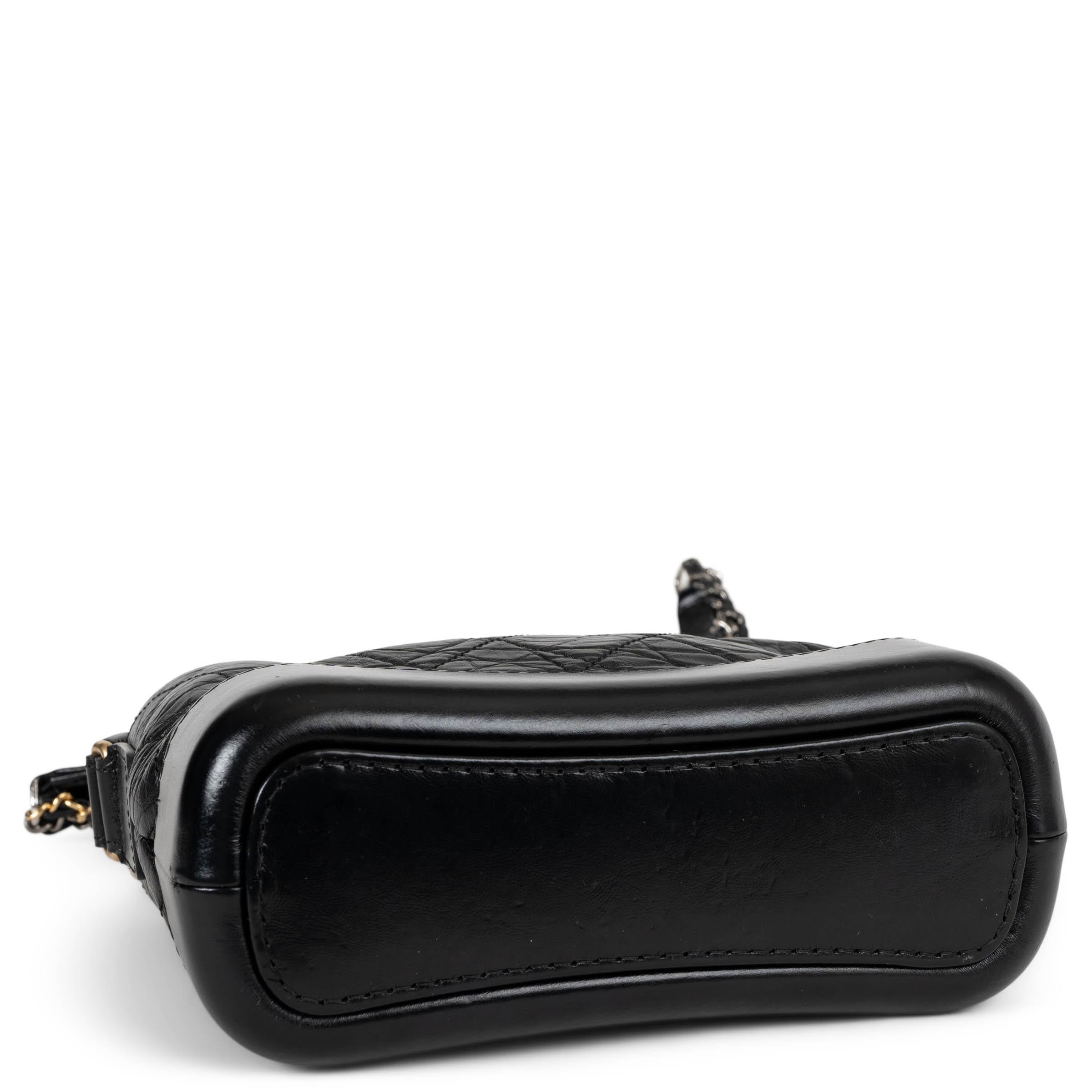 Women's CHANEL black Aged Calfskin leather GABRIELLE SMALL HOBO Bag For Sale