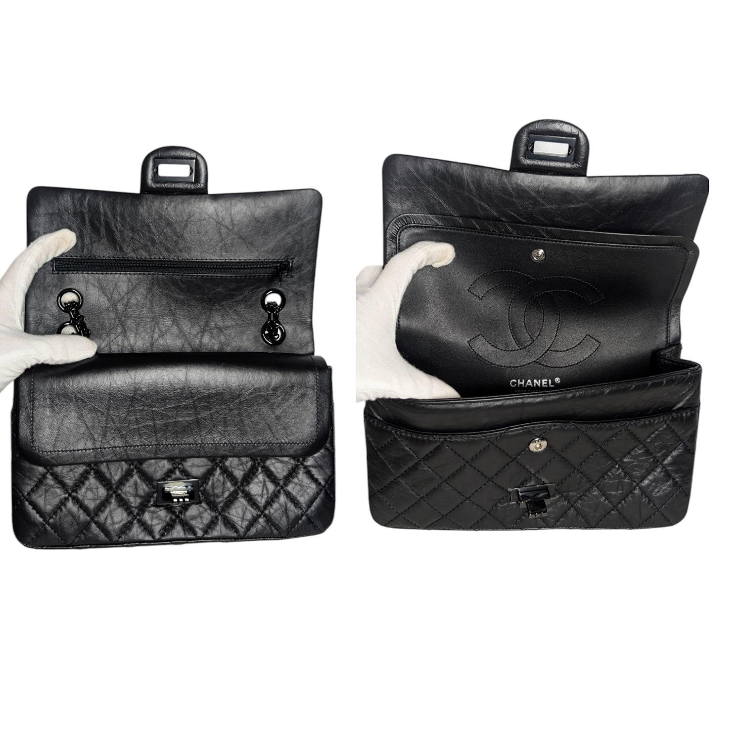 Chanel Black Aged Calfskin Quilted 2.55 Reissue 225 Flap For Sale 1