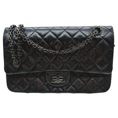Chanel Black Aged Calfskin Quilted 2.55 Reissue 225 Flap