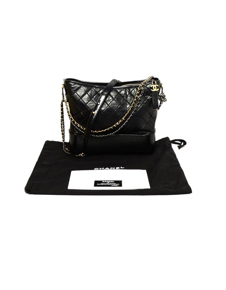 Chanel Black Aged Calfskin Quilted Medium Gabrielle Hobo ...