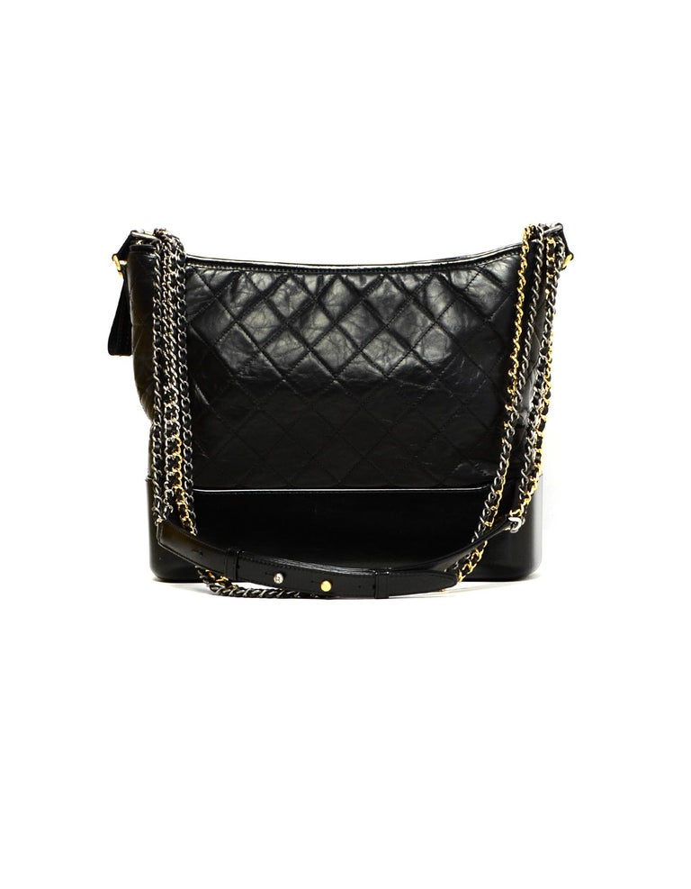 Chanel Black Aged Calfskin Quilted Medium Gabrielle Hobo ...