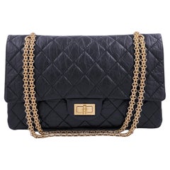 Used Chanel Black Aged Calfskin Reissue Large 227 2.55 Flap Bag GHW 64464