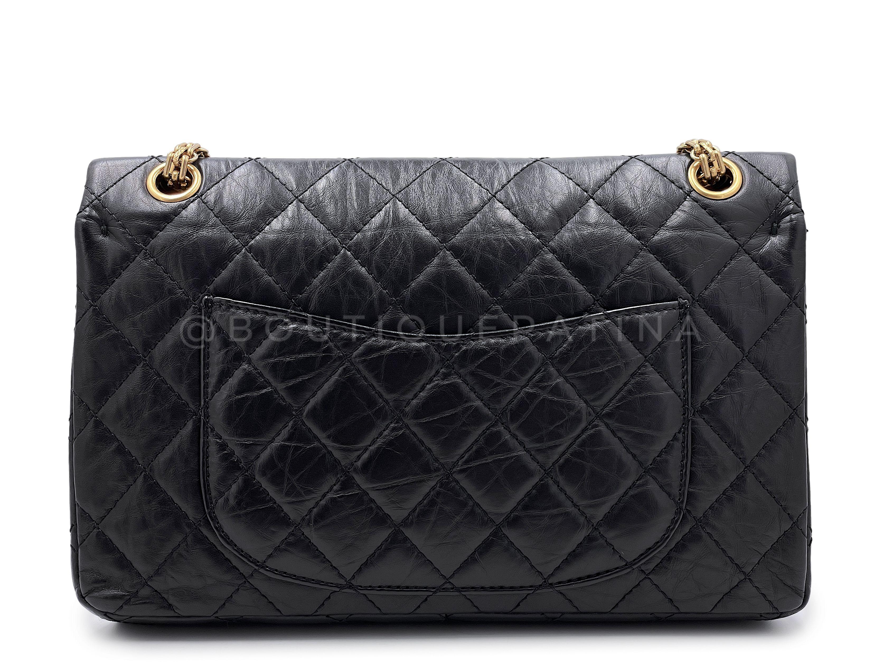 Chanel Black Aged Calfskin Reissue Medium 226 2.55 Flap Bag GHW 66864 For Sale 1