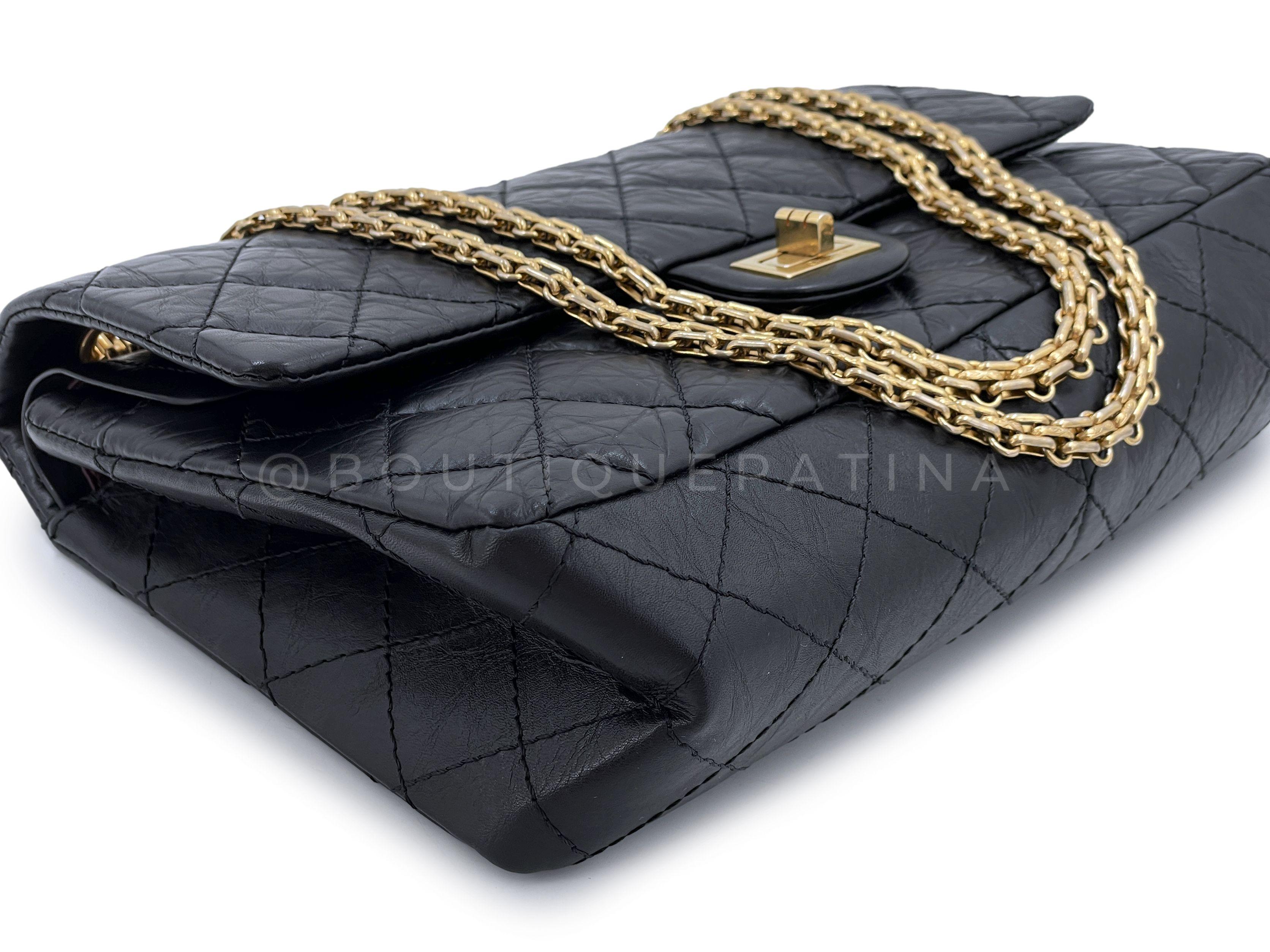 Chanel Black Aged Calfskin Reissue Medium 226 2.55 Flap Bag GHW 66864 For Sale 3