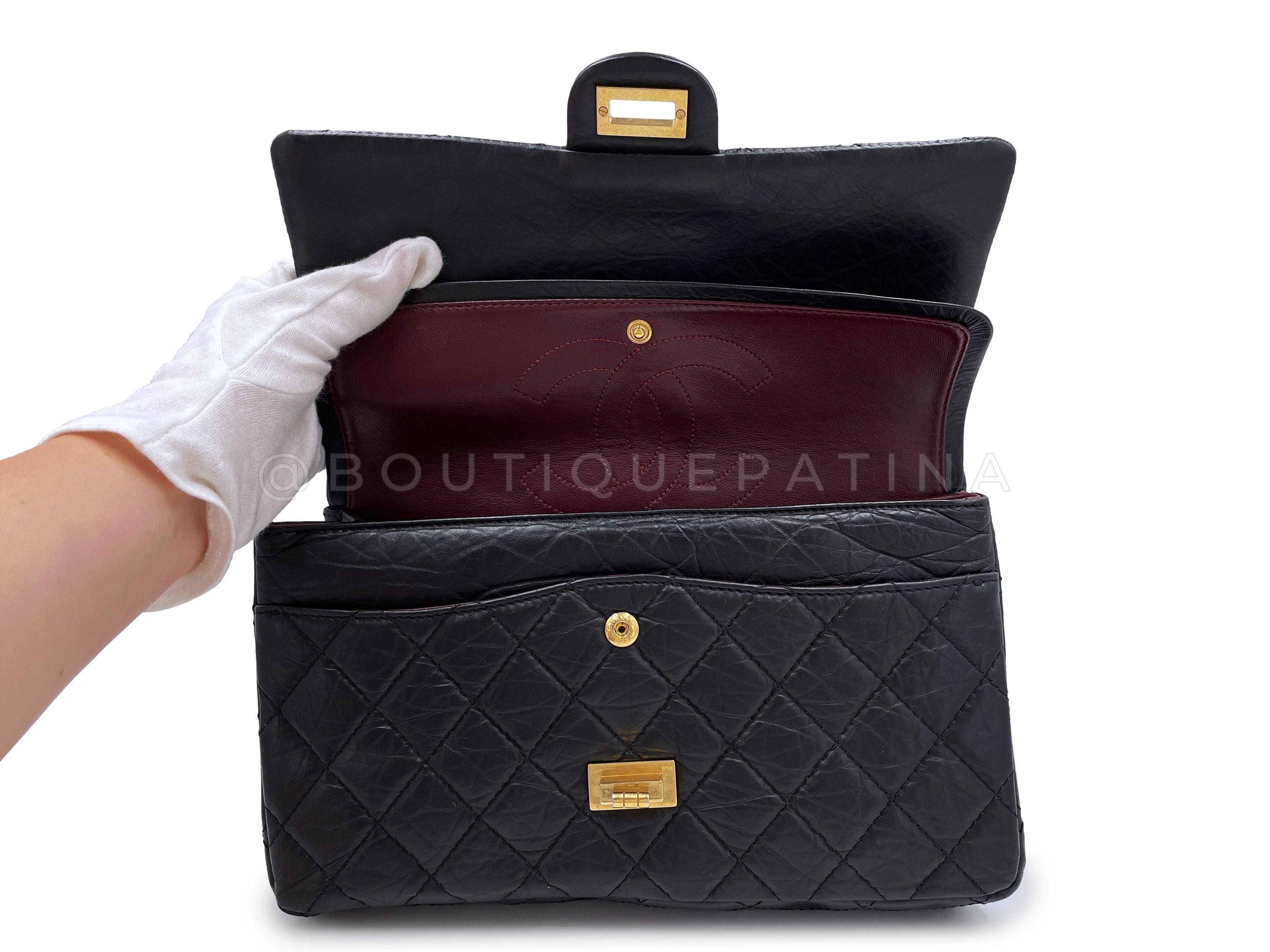 Chanel Black Aged Calfskin Reissue Medium 226 2.55 Flap Bag GHW 66864 For Sale 5