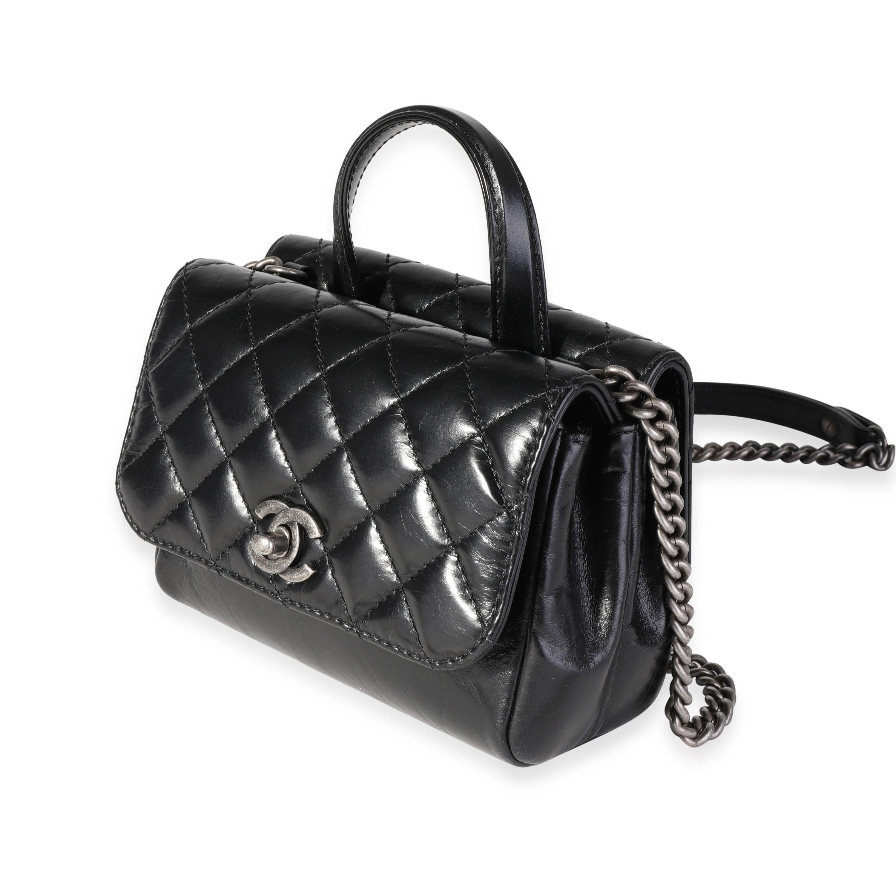 Chanel Black Aged Calfskin Small Pilot Essentials Flap Bag In Excellent Condition In New York, NY